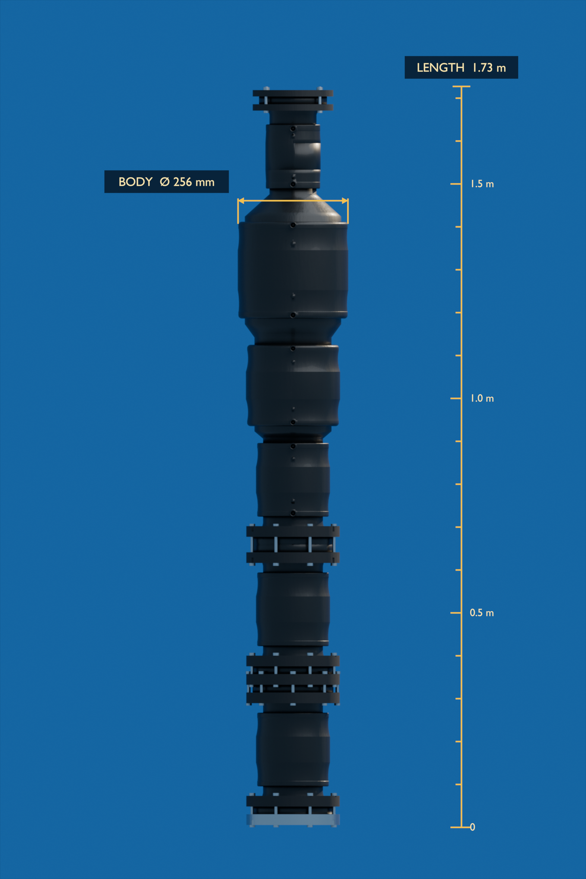 netH₂O B400 no-PV smart water-quality buoy, dimensioned side view