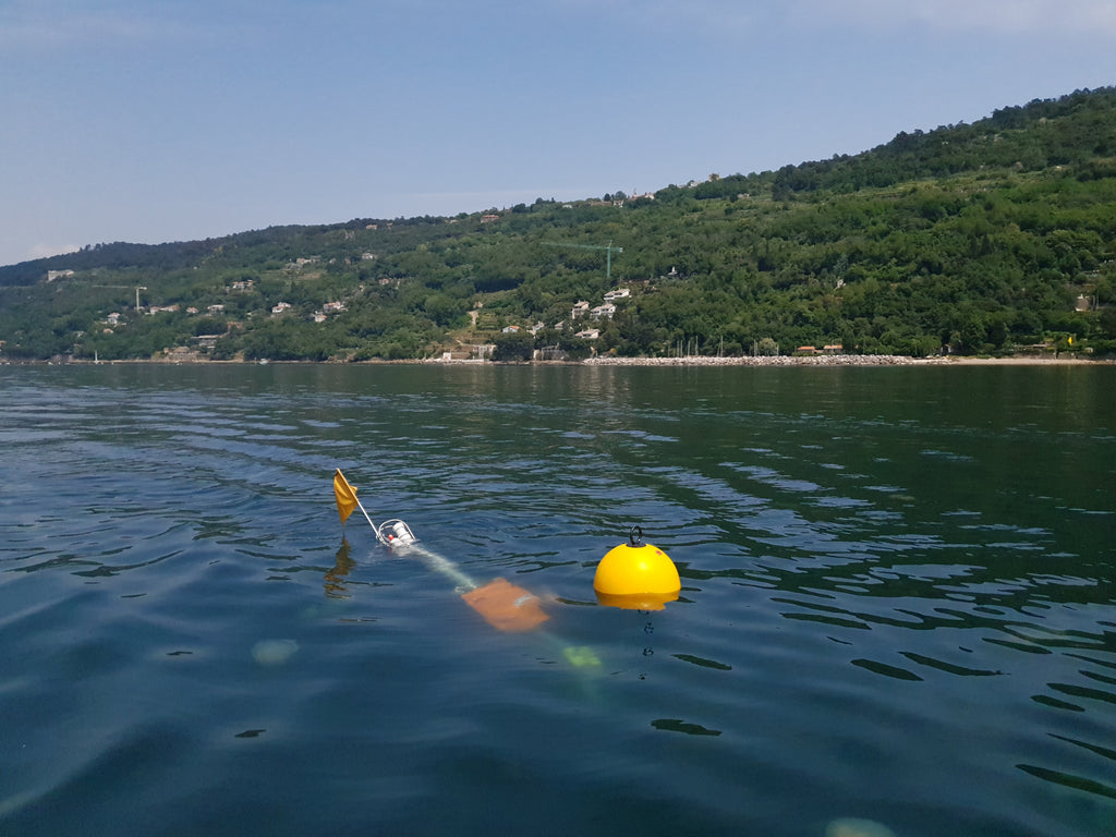 Four netH2O buoy-drones are deployed in the Gulf of Trieste