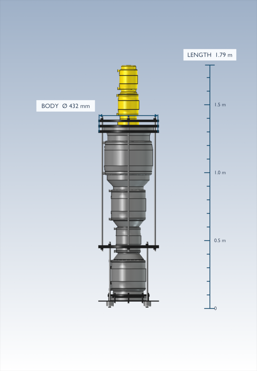 netH₂O B770 technical side elevation with length and body-diameter rulers