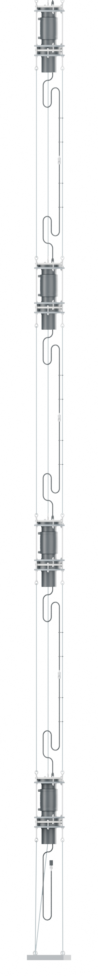 Ten-pod deployment example, lower section: lower sensor pods and terminal ballast.